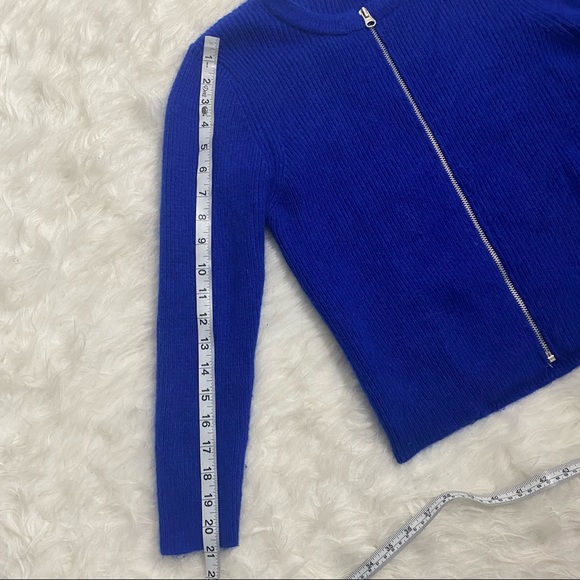 LOVE SADIE Blue Ribbed Zip-Up Jacket - Picture 4 of 8
